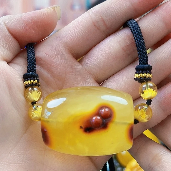 蜜蜡银S925镶嵌裸石吊坠