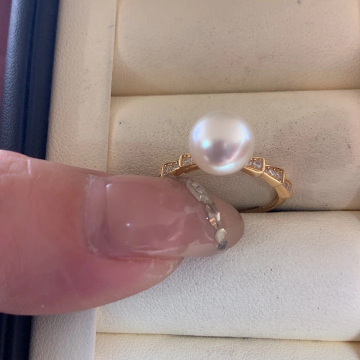 银S925镶嵌戒指海水珍珠