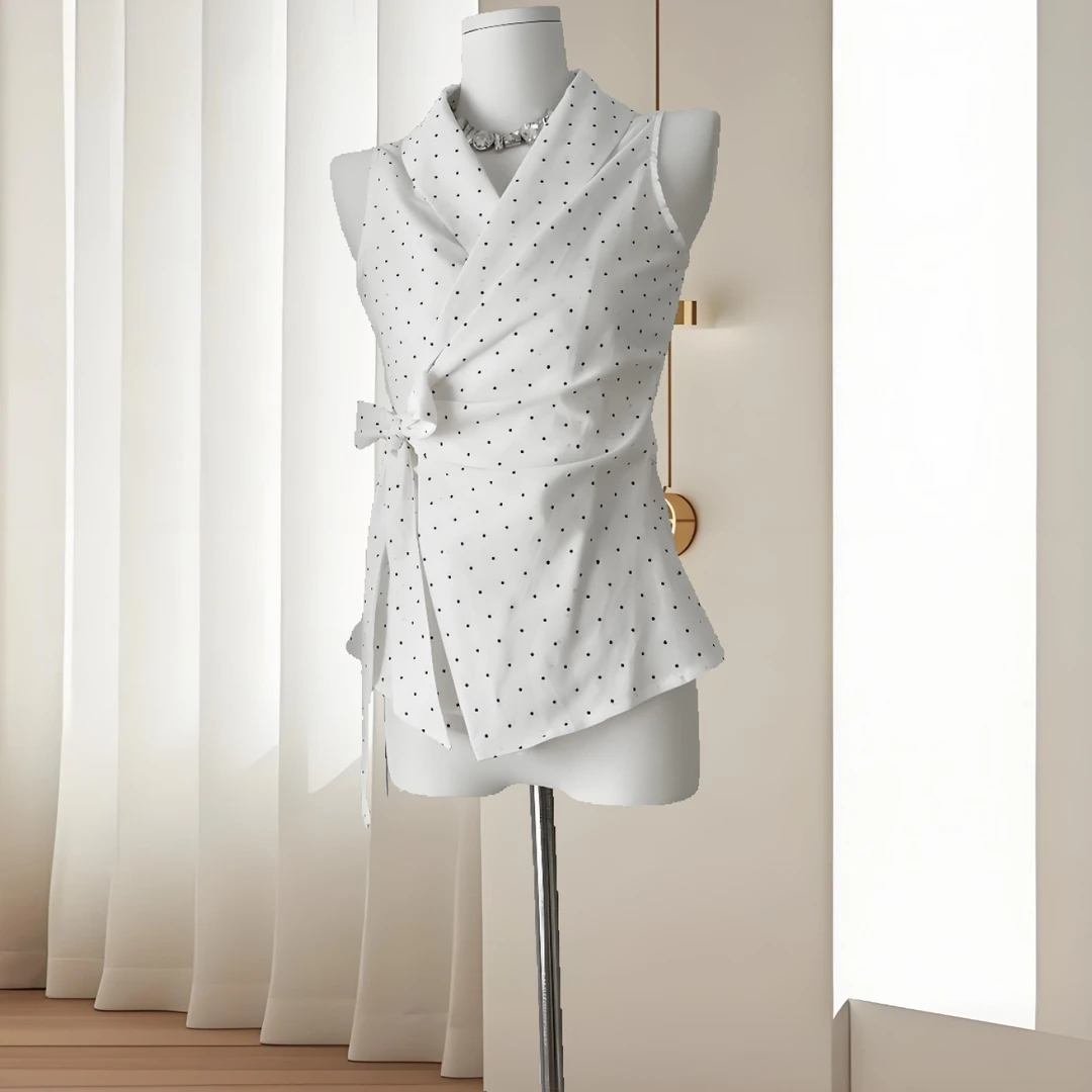 法式通勤轻熟风绑带收腰无袖上衣女夏季时尚百搭显瘦轻奢小背心