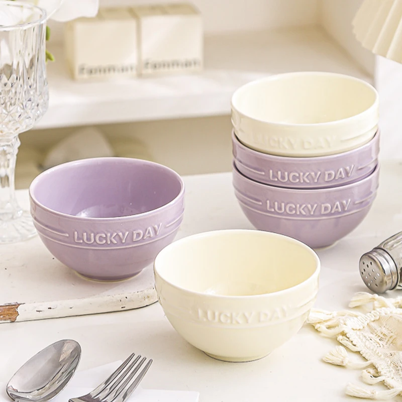 奶油风陶瓷米饭碗家用釉下彩特别好看的碗盘碟餐具2025新款高颜值