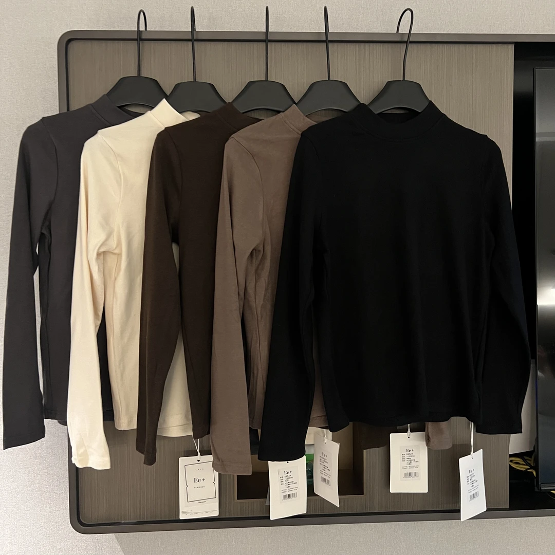 韩系半高领加绒加厚德绒打底衫8852