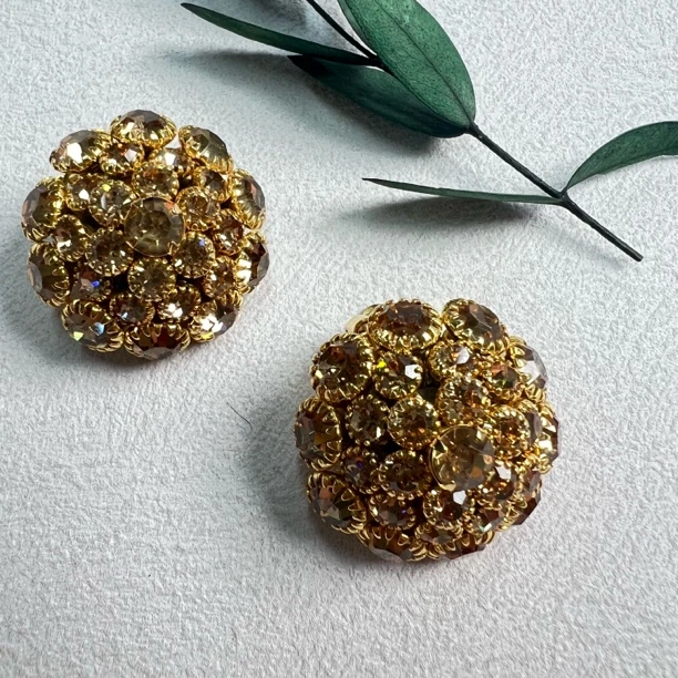铜合金合成锆石耳饰 【六六中古】孤品复古耳饰th8216