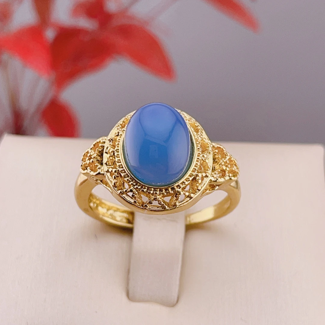 正品玛瑙玉髓戒指气质兰玉石女款戒子精品时尚古典活口戒指F719