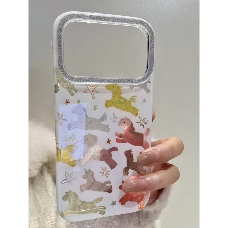 国风彩色镂空小马星星适用于iphone17promax苹果16pro手机壳15pro