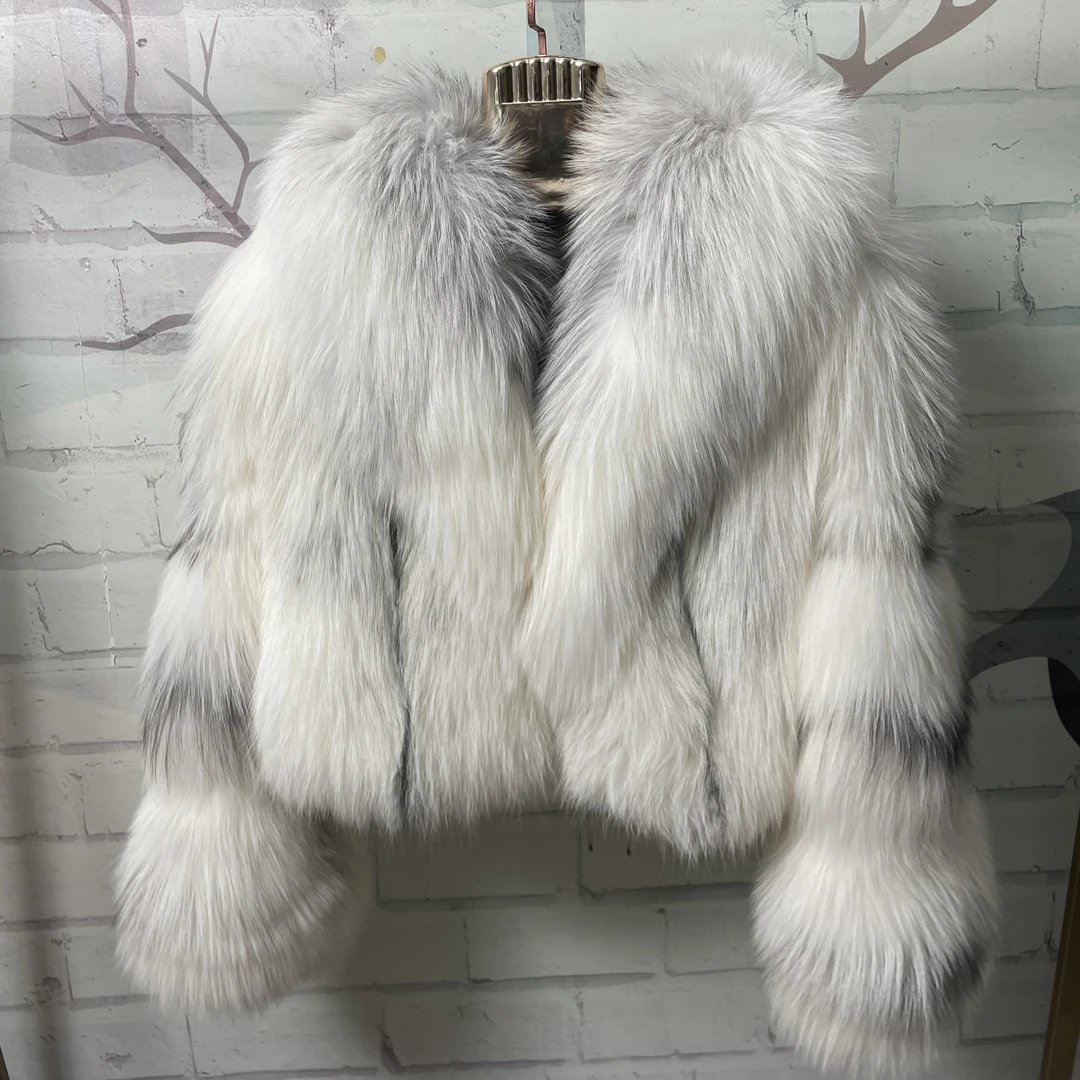 财阀千金风进口大理石狐翻领短款外套女