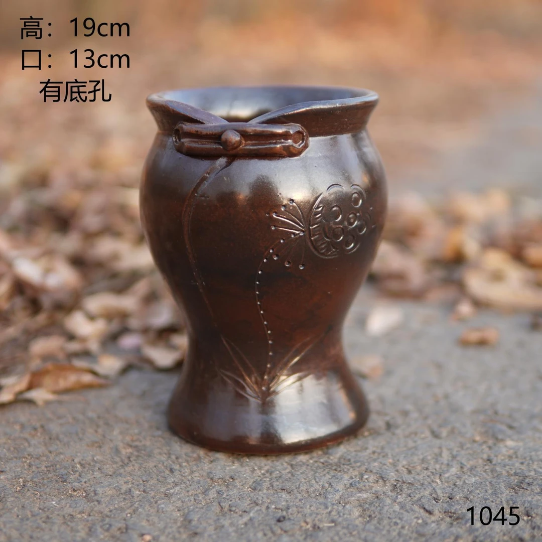 1045小旗袍复古中式手工粗陶花盆适合多肉兰花蝴蝶兰三角梅等绿植