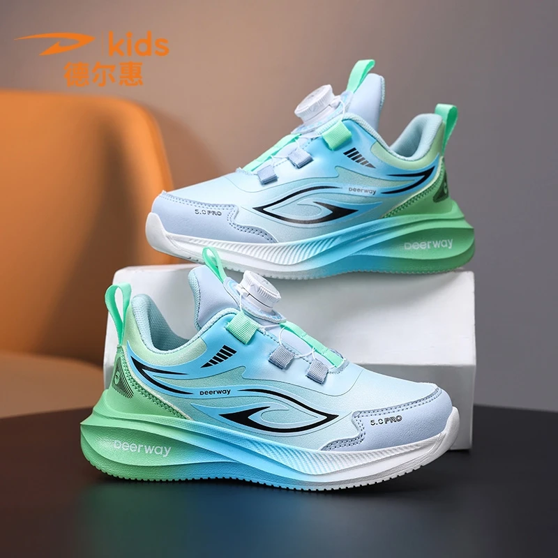 德尔惠男童鞋子2025新款透气皮面中大童儿童运动鞋跑步防水运动鞋