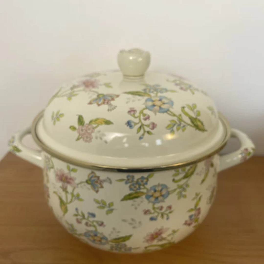 24cm【空心环紫罗兰】搪瓷珐琅汤锅搪瓷盖电磁炉明火通用