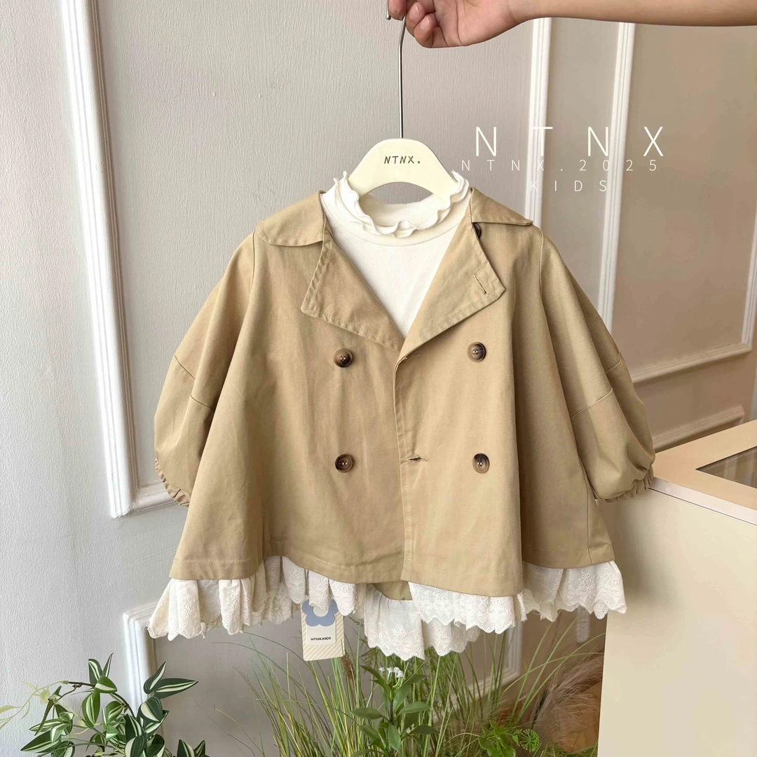 【现货】女童“波尔卡小姐”双排扣风衣外套 儿童风衣外套Q2501142-1