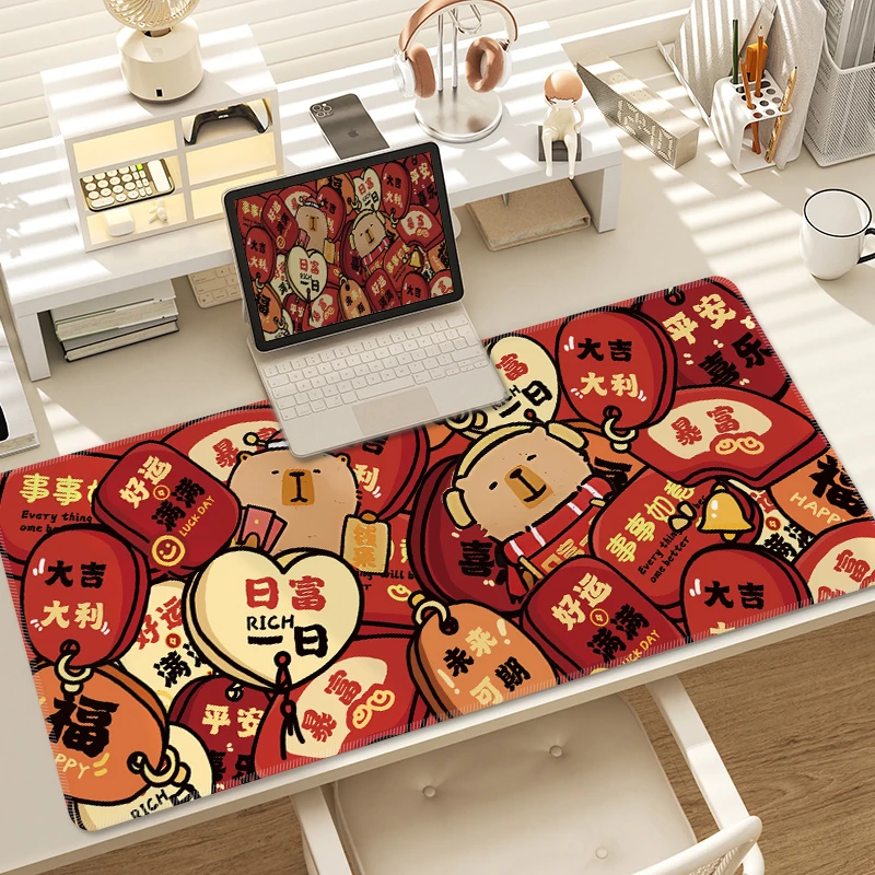 2025新年发财专用鼠标垫超大男女办公工位键盘垫家用儿童学习桌垫