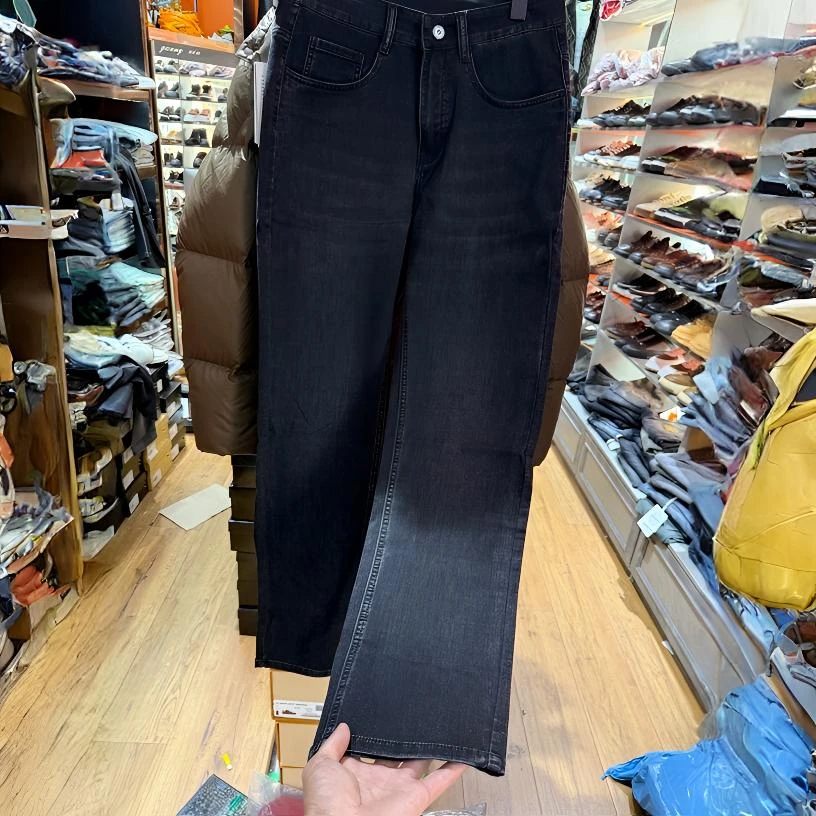 四面弹大码高腰显瘦直筒牛仔裤梨型身材百搭款