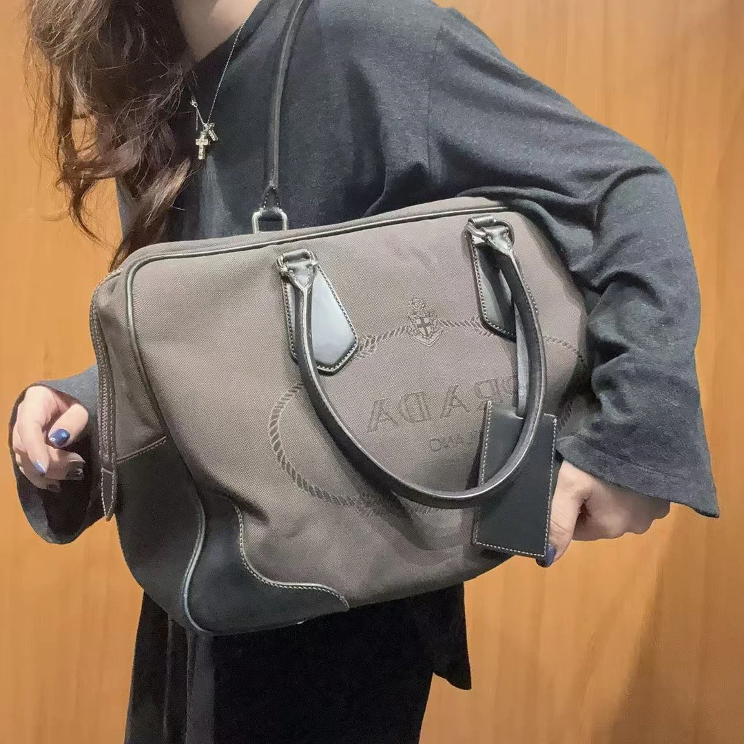 95新 Prada/普拉达 【蕾】 20 0931 帆布波士顿包