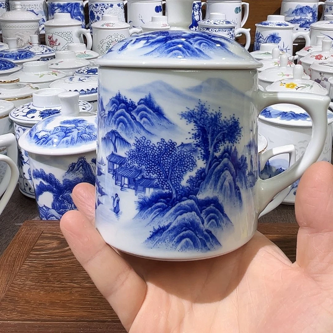 小***小陶瓷盖子款手工手绘风生水起单杯