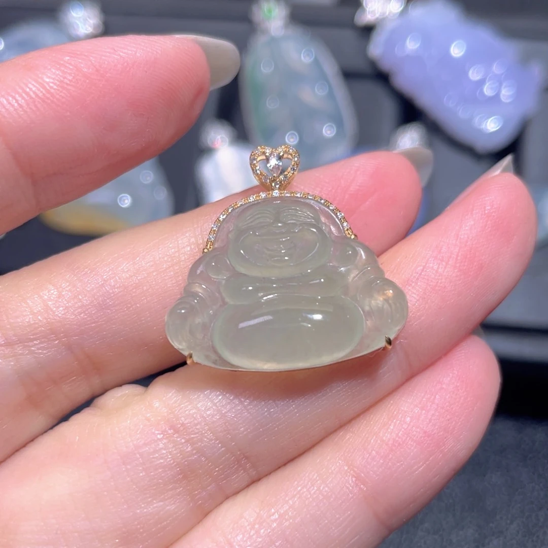 颈饰18K金镶嵌翡翠翡翠