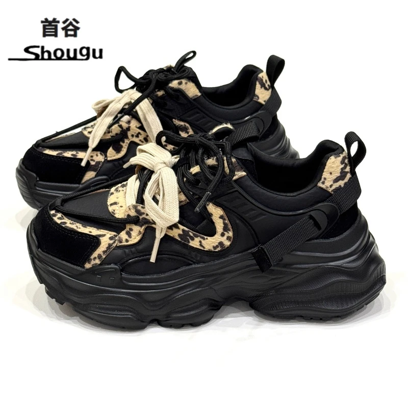 shougu/首谷厚底老爹鞋女款2025新款增高配阔腿裤百搭休闲运动鞋