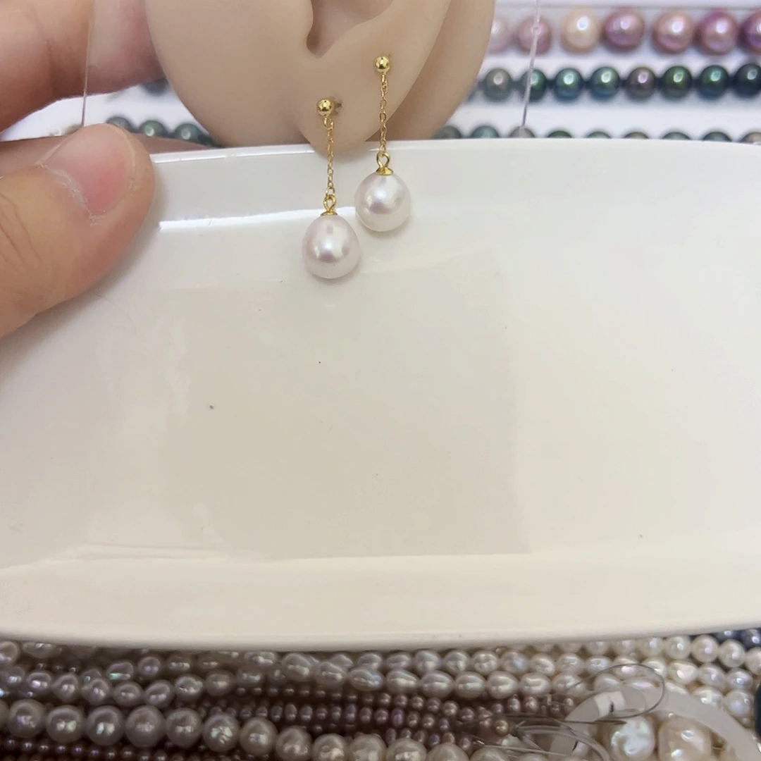淡水珍珠耳饰银S925镶嵌