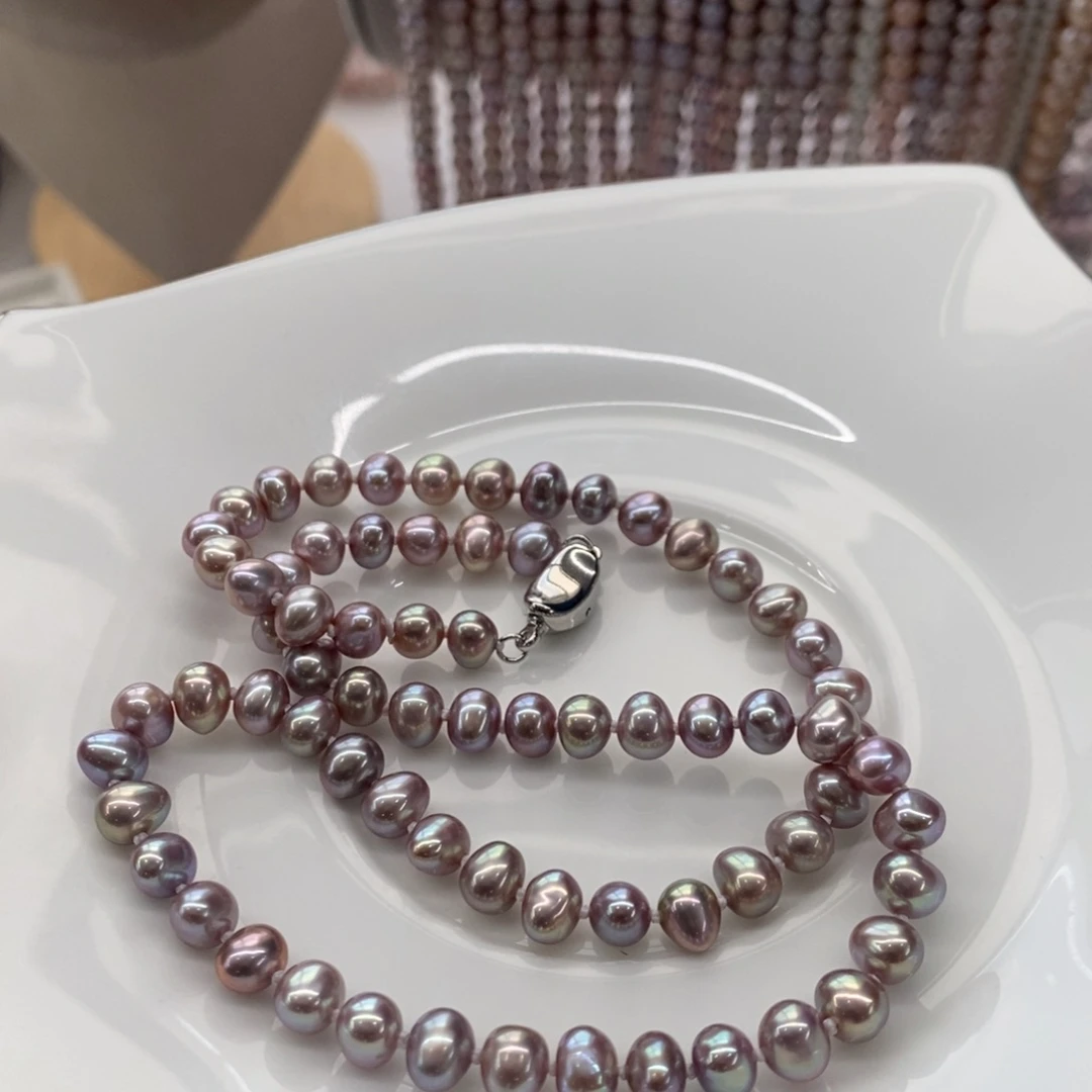 颈饰淡水珍珠合金5-6紫