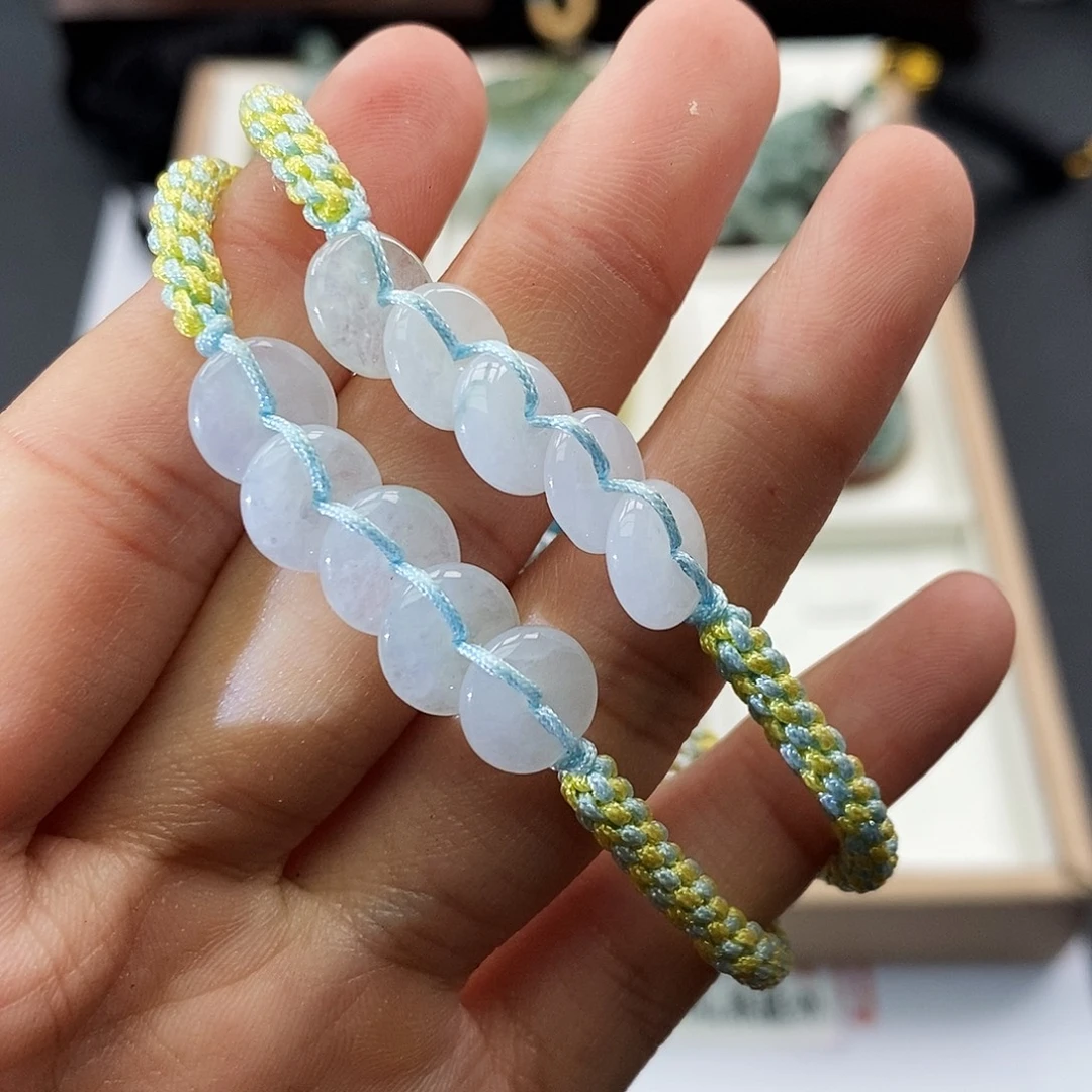 翡翠未镶嵌颈饰缅甸翡翠a货  9mm平安扣手链