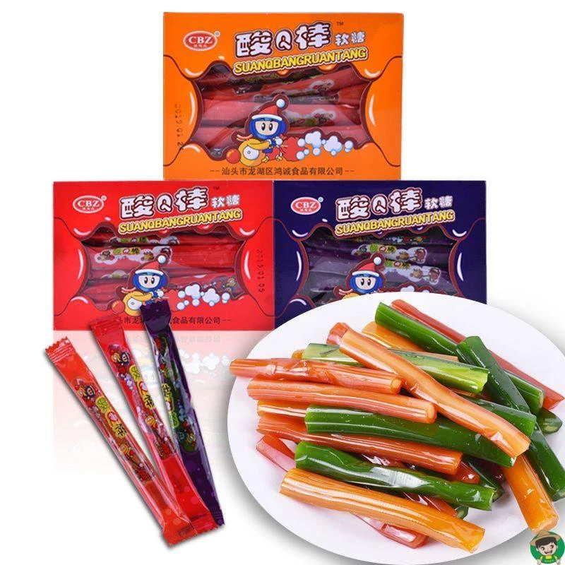 酸Q棒软糖喜粘牙糖80后经典怀旧零食糖果拉丝糖牙签糖一盒约六十
