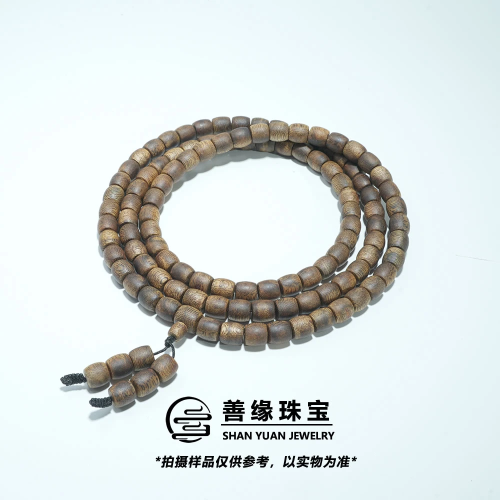 沉香【善缘】沉香手串天然海南棋楠精工老型桶珠项链（无泡油无科技）