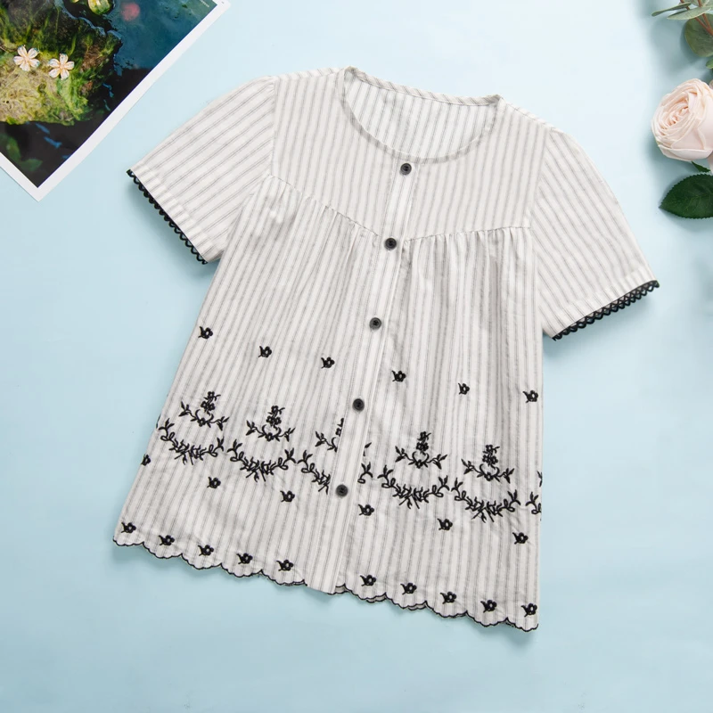 2105女童衬衫2025新款爆款洋气时髦夏装儿童小衫甜美大童短袖上衣