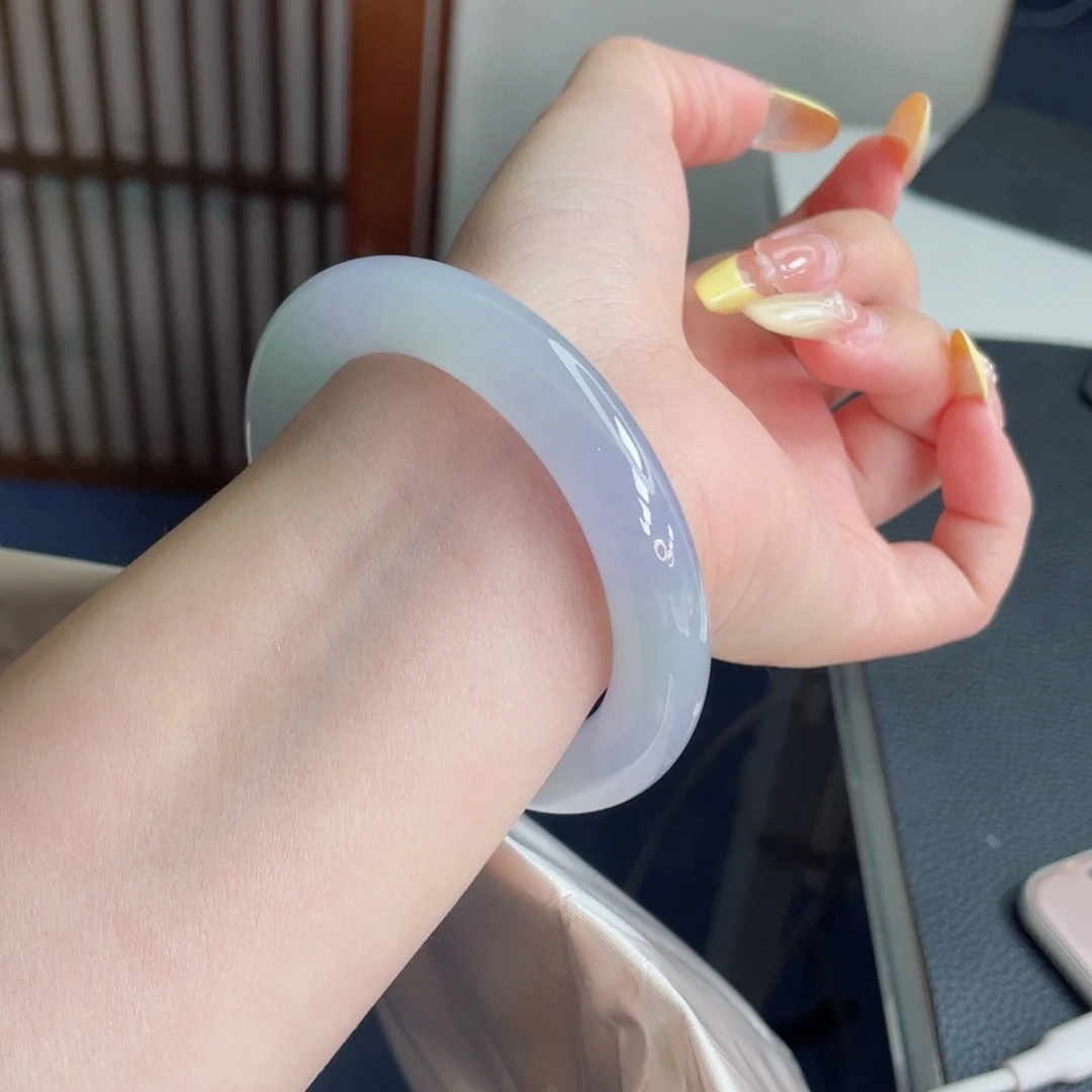 未镶嵌手镯翡翠55.0冰春彩胖圆 霓虹绚烂 老坑料子 22号