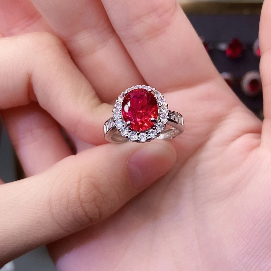 银S925镶嵌戒指红宝石