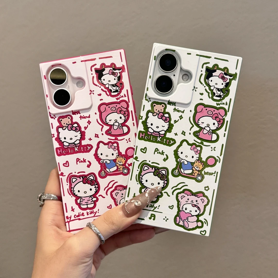奥菲顿头套凯蒂猫适用苹果16pro/15pro冰晶方块手机壳14/13套1211