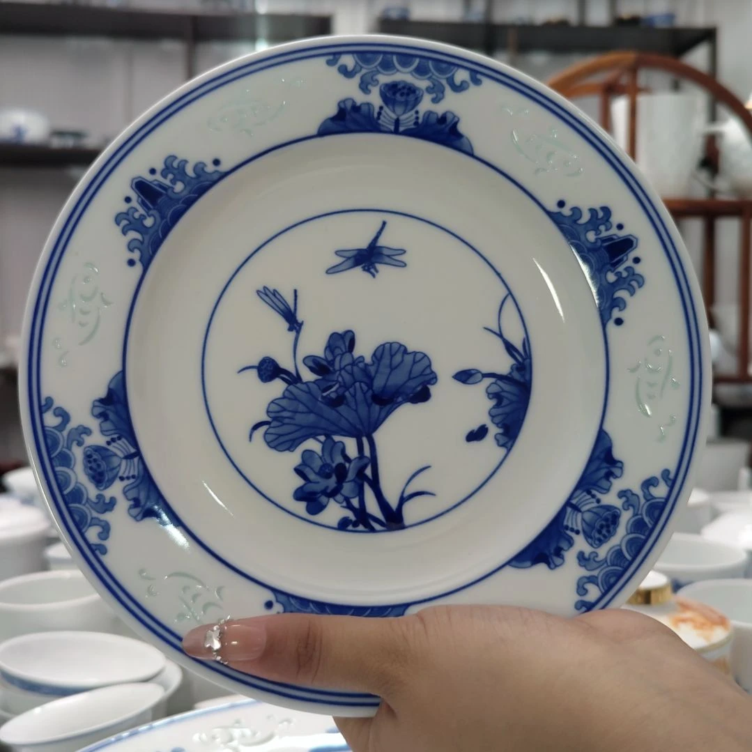 瓷手绘夏8寸深盘一个