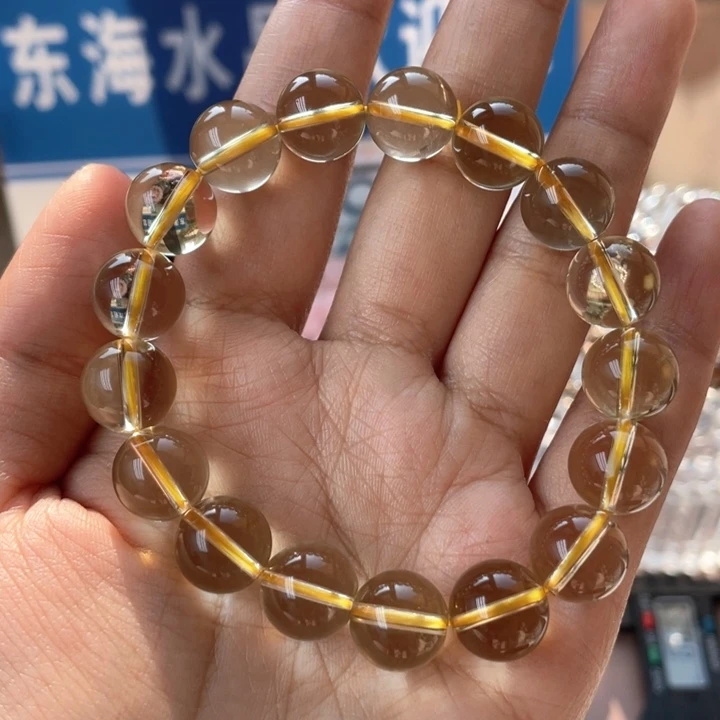 水晶手串未镶嵌纯净体黄水晶
