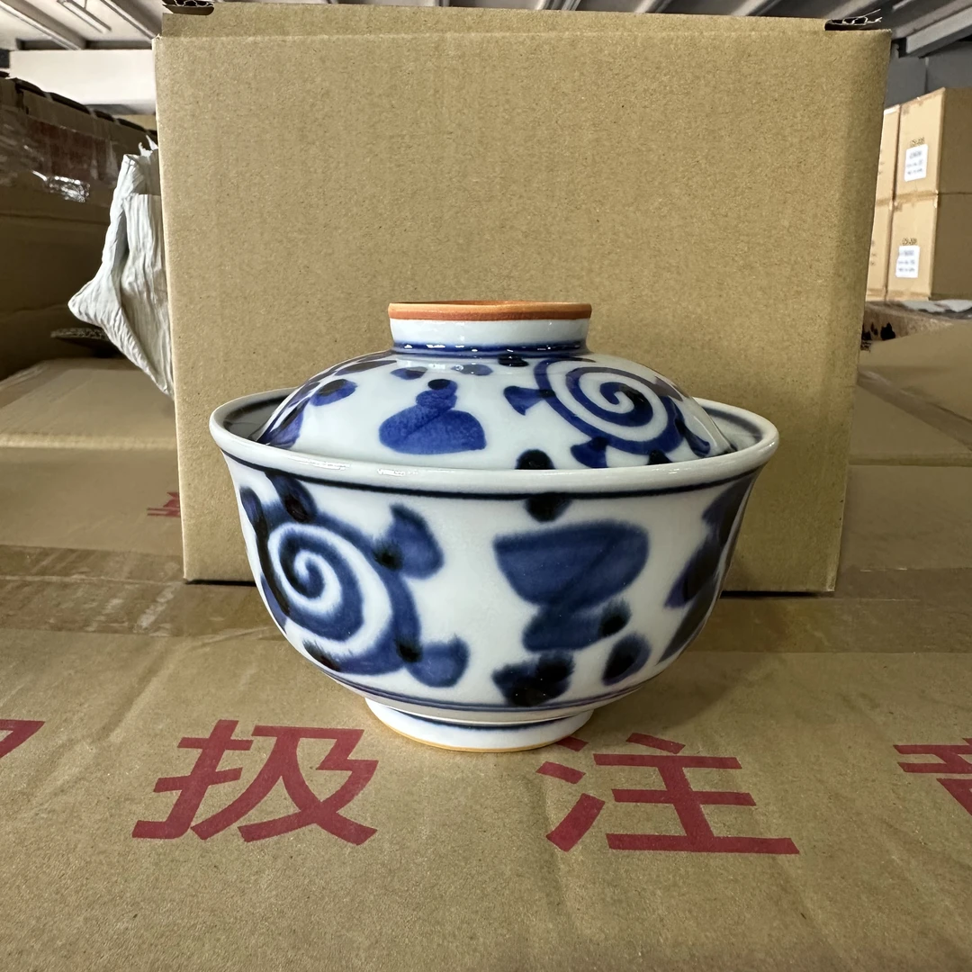 日本进口 高木 染付唐草盖碗