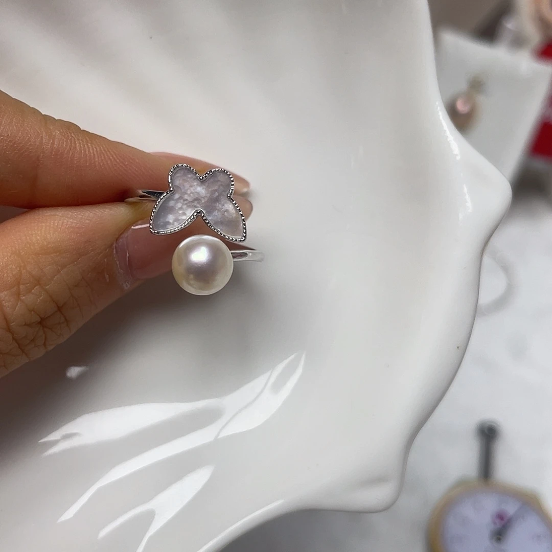 戒指银S925镶嵌海水珍珠