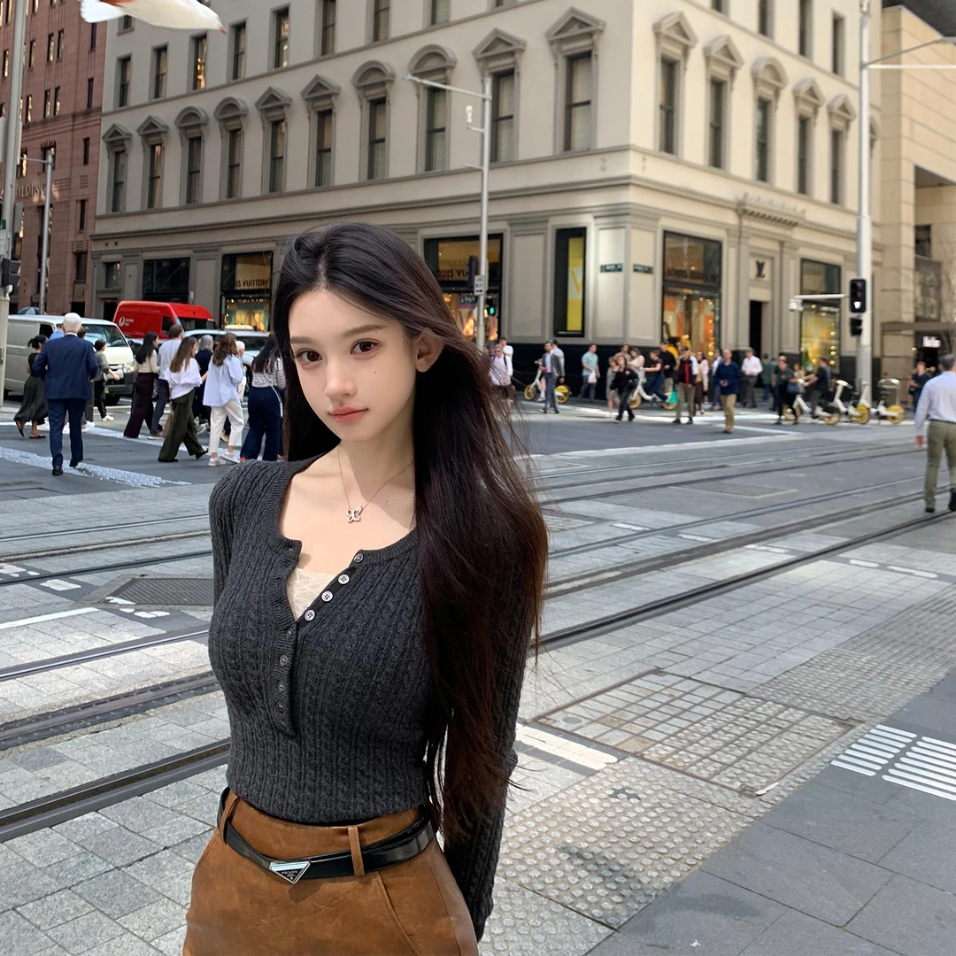 10/10「VTG叠纱」修身显瘦蕾丝拼接假两件针织上衣 不费力嗲感