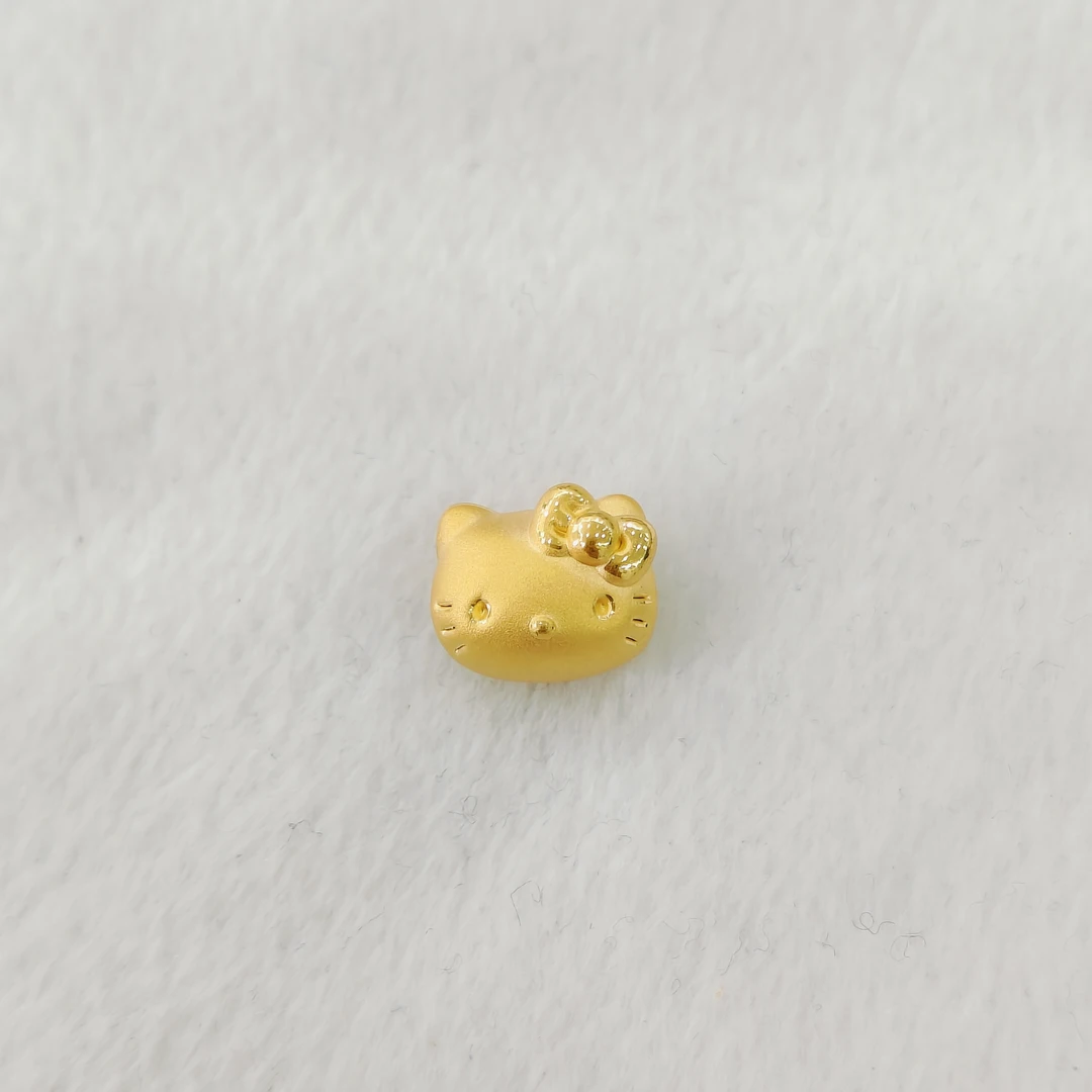 鸿瑞黄金 足金999经典款蝴蝶结大头kitty3D硬金转运珠手串