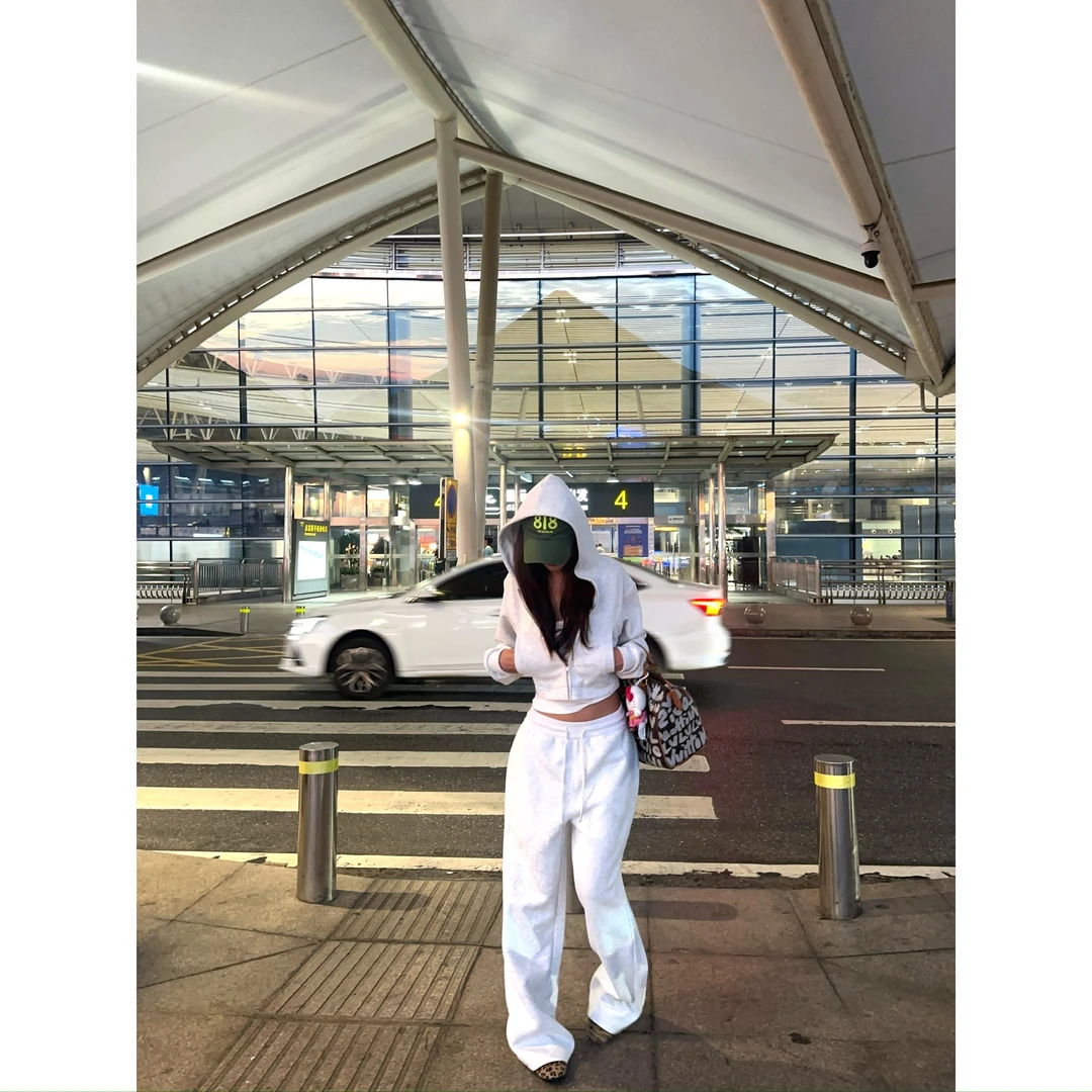 KKSHOP秋季时髦不费力穿搭cleanfit短款连帽卫衣宽松卫裤休闲套装