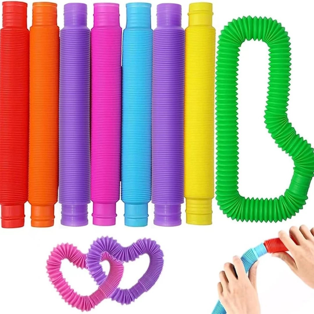 儿童彩色拉伸波纹管伸缩管玩具儿童DIY减压彩色伸缩弹力水管解压