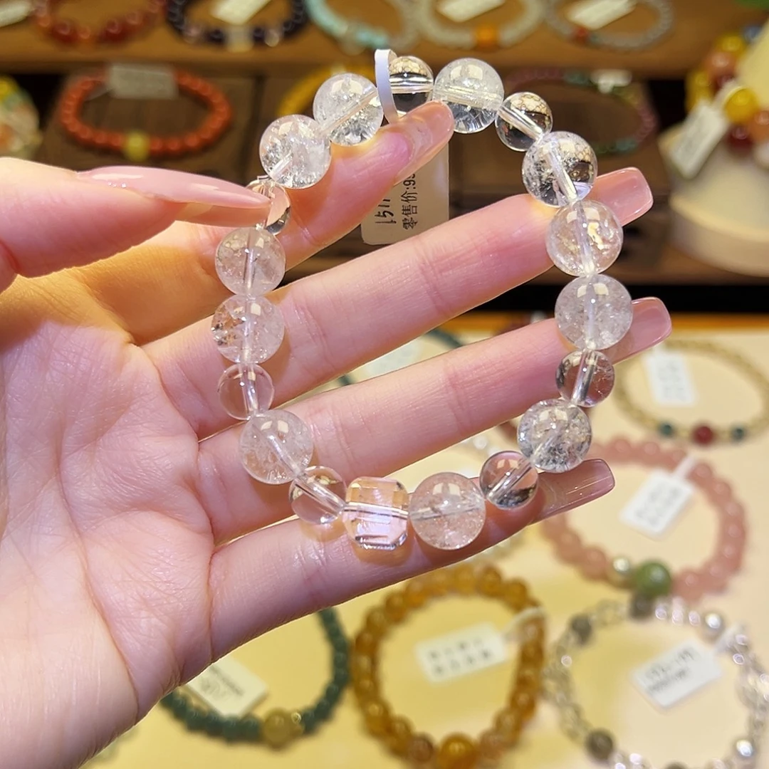 水晶银S925镀金镶嵌手串白1511