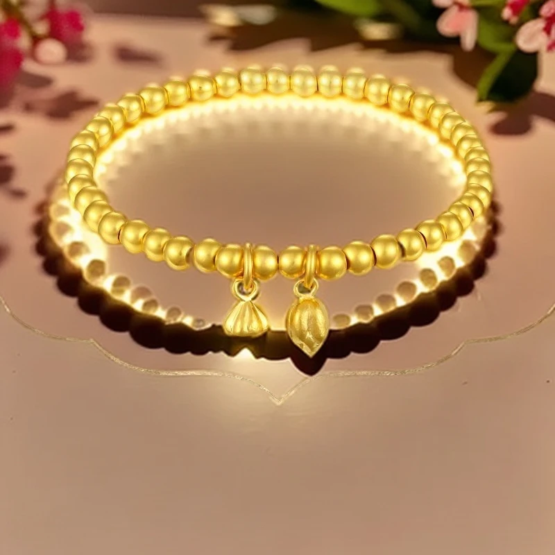 铜合金手链 卡五轻奢高定实心不掉色百搭莲蓬莲花手串手链两世欢