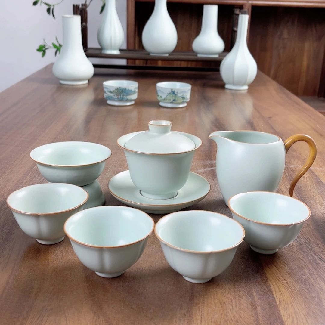 壶勇**心仙南汝窑七件套