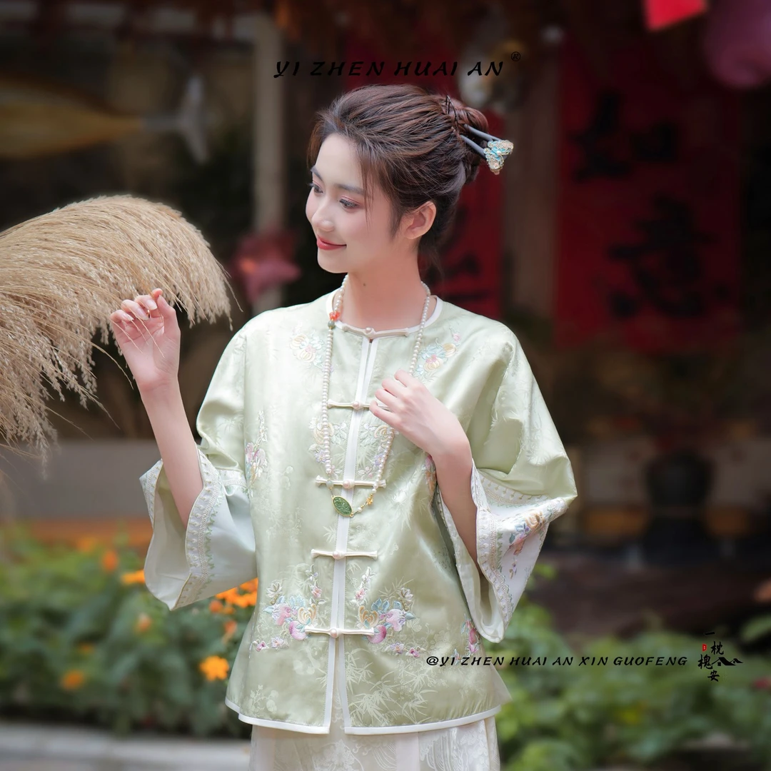 一枕槐安·【子衿】新中式上衣对襟领盘扣刺绣日常中国风百搭款