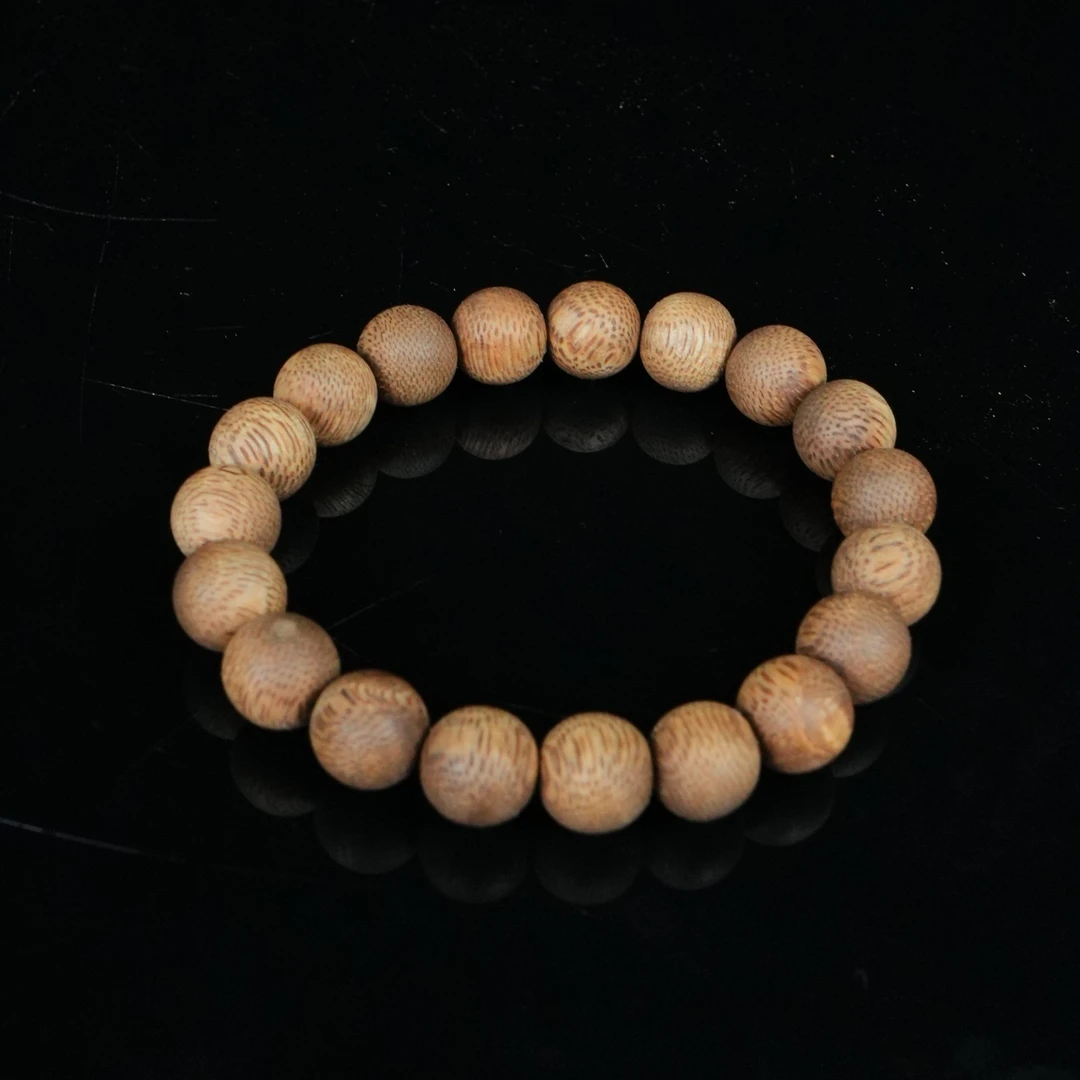 A5298 巴布亚沉香绿底粗纹手串 1.02cm 7.21g