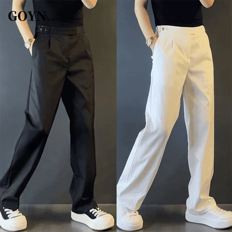 GOYN西装裤男款爆款2025新款夏季男士修身百搭潮流垂感直筒休闲裤