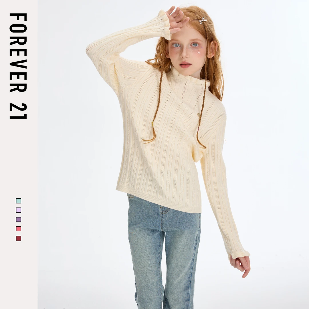 Forever 21童装女童毛衣春秋款2025新款上衣洋气儿童针织开衫薄款