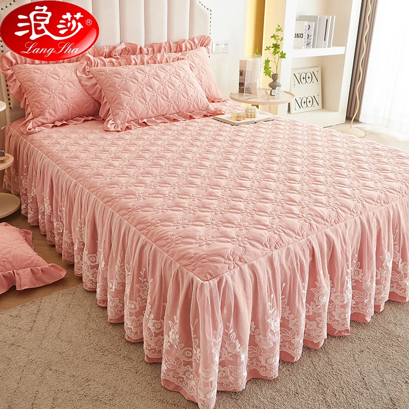 浪莎新款床裙单件1.8米x2米床罩裙遮丑下摆床套罩床笠公主风裙边