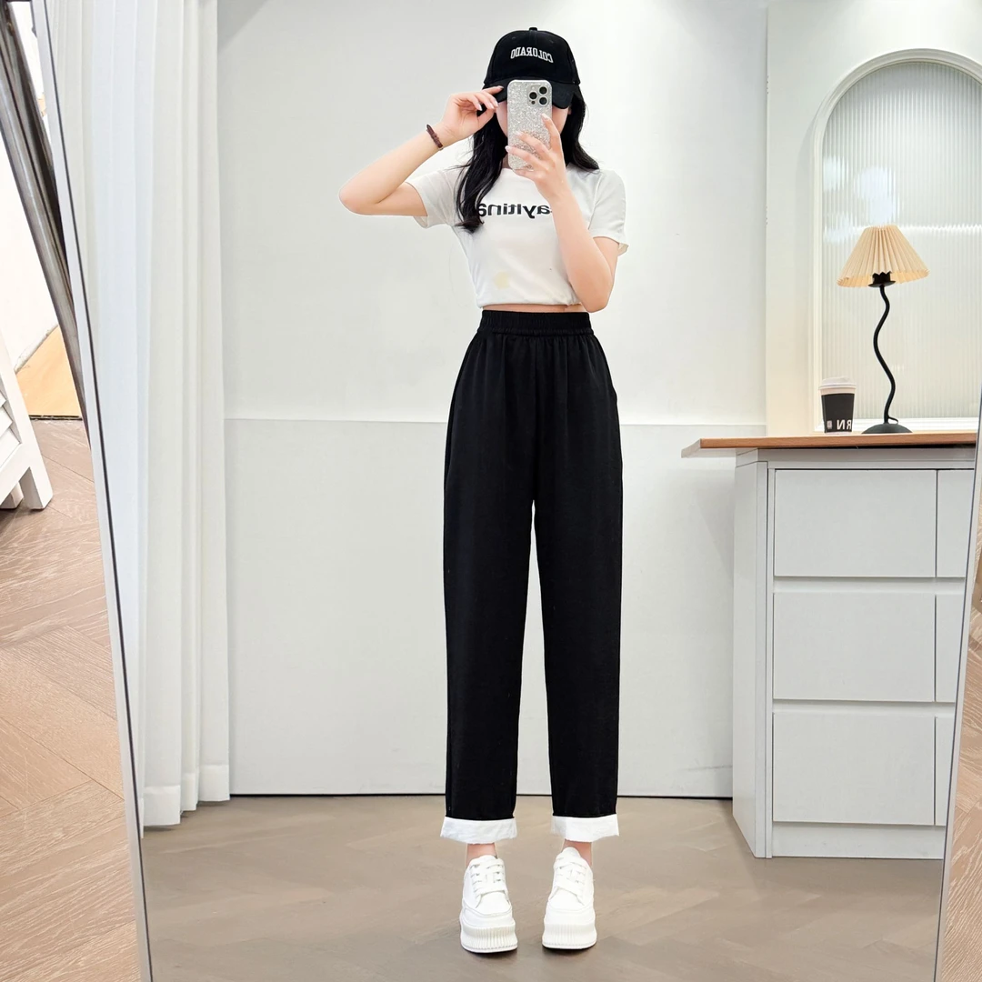 八分/九分空气裤百搭不挑年龄时尚百搭超显瘦舒适休闲哈伦裤