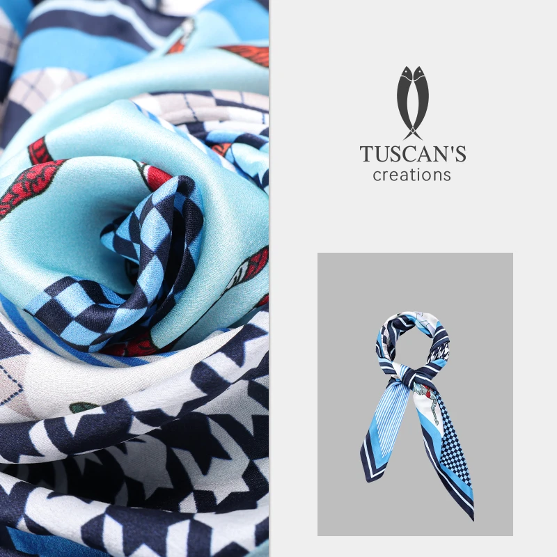 TUSCAN'S CREATIONS夏季百搭女士领巾丝巾印花装饰方巾时代双鱼