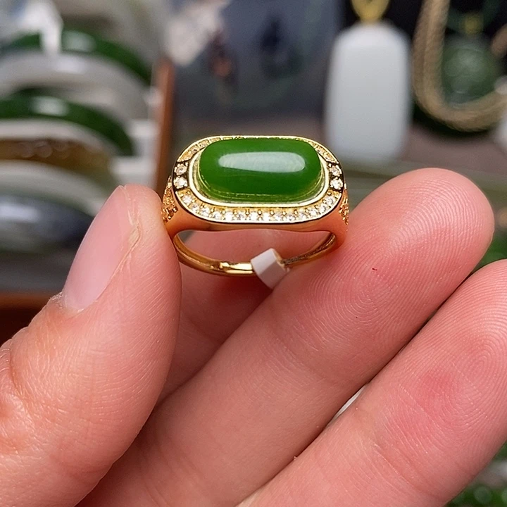 和田玉银S925镶嵌戒指