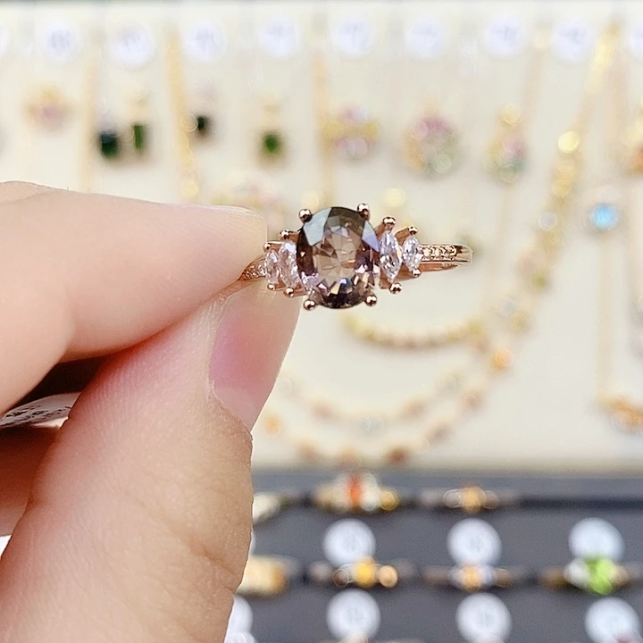 银S925镶嵌碧玺戒指