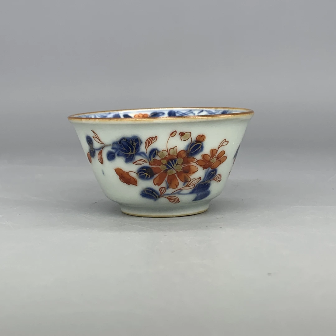 62509209*清乾隆青花矾红描金花卉纹杯/瓷器六/江苏省文物总店/MM