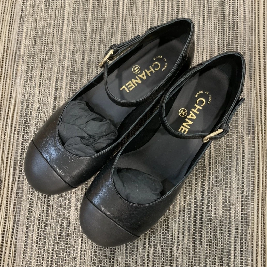未使用 Chanel/香奈儿 蓝总专场/22b 珍珠跟玛丽珍单鞋 36.5码